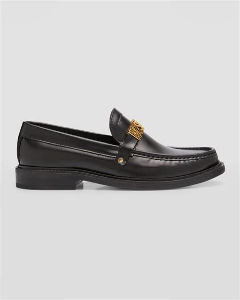 Italian men's leather college loafers .